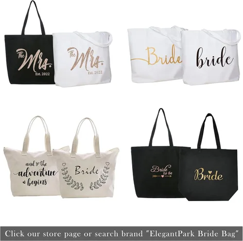 Vista 6 de ELEGANTPARK Future The Mrs. EST. 2022 - Bolso de hombro personalizado para boda, despedida de soltera, regalo de despedida de soltera, color blanco
