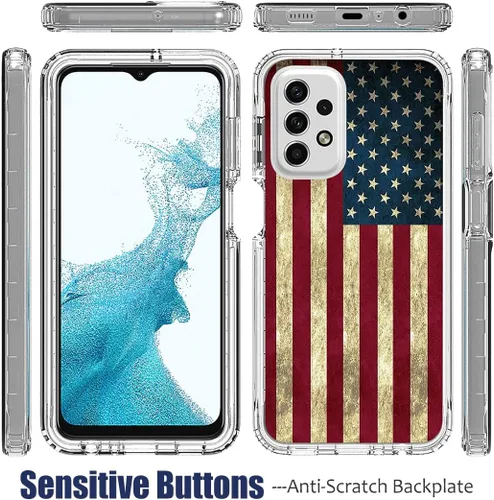 Vista 5 de Funda para Samsung Galaxy A23 SM-A235M con protector de pantalla de vidrio templado, cuerpo completo, diseño floral, a prueba de golpes, funda