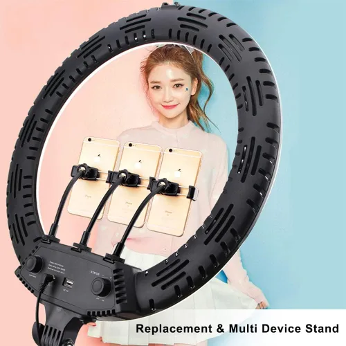 Vista 7 de Soporte universal para teléfono con anillo de luz con adaptador de 1/4 y zapata caliente, soporte de teléfono flexible para anillo de luz y trípode