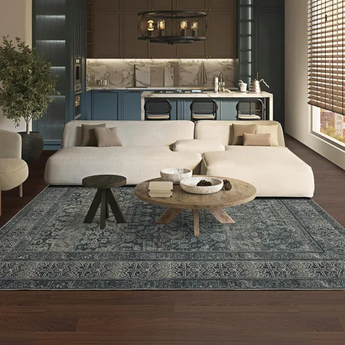 Vista 19 de Alfombra de área de 5 x 7, alfombra bohemia vintage, ultra suave, de pelo bajo, lavable, antideslizante, resistente a las manchas, alfombra impresa