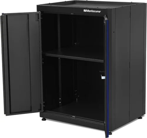 Vista 4 de Sistema de almacenamiento de herramientas de garaje Montezuma - Gabinete base apilable con bloqueo de 2 puertas de 30.5 x 24 pulgadas con pestillos