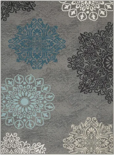 Vista 2 de Antep Rugs - Alfombra moderna, con diseño floral y antideslizante (no se desliza), de perfil bajo con parte trasera de goma, alfombra de área
