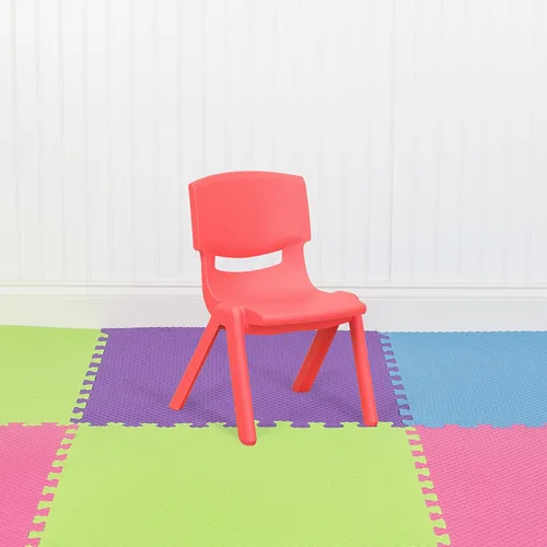 Vista 80 de Flash Furniture - Silla escolar apilable de plástico azul con altura de asiento de 10 1/2 pulgadas Construcción duradera, uso comercial