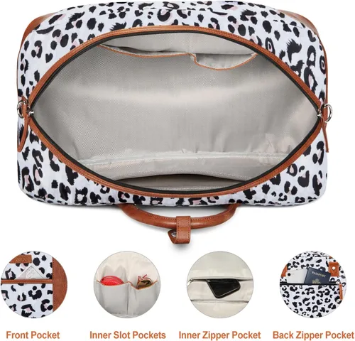Vista 108 de IBFUN Bolsas de fin de semana para mujer, bolsa grande de lona para viaje, bolsa de viaje con compartimento para zapatos, 21 pulgadas, juego de 3
