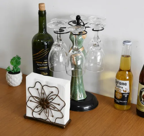 Vista 7 de OwlGift Servilletero de estilo floral, dispensador de pañuelos independiente, almacenamiento de servilletas para mesa de comedor, para el hogar Flor