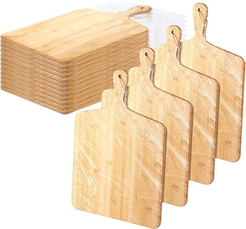 Vista 10 de Patelai Juego de 12 Tablas de Cortar de Madera con Asas, Tabla de Cortar Grande para Servir en la Cocina, Tabla de Cortar Lisa, Regalos a Granel