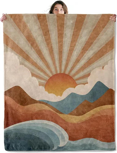 Vista 10 de Manta de franela suave y acogedora con diseño de campista Happy Campfire y Forest Tent Impreso Fondo negro para amantes del aire libre, dormitorio