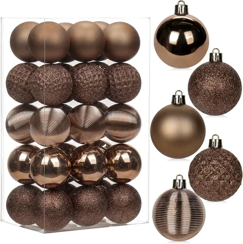 Vista 22 de 30 piezas de adornos de bola de árbol de Navidad irrompibles negros para decoración navideña