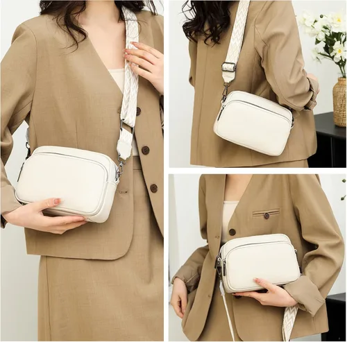 Vista 2 de Bolsos cruzados para mujer, bolso cruzado de cuero moderno para cámara con correa de guitarra, bolso de hombro pequeño