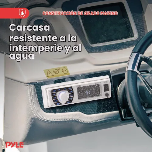 Vista 4 de Pyle Radio marina Radio DIN individual, estéreo para barco, Bluetooth, 4 Nieve