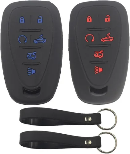 Vista 11 de 2 fundas protectoras de silicona de goma negra con 6 botones para llavero inteligente sin llave compatible con Chevrolet Camaro Convertible 2016
