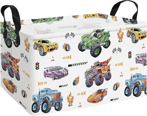 Vista 31 de Canasta plegable de almacenamiento para guardería, con revestimiento de polietileno impermeable, de grand tamaño, para niños y niñas, oficina