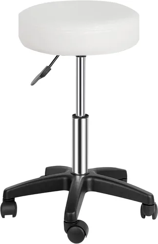 Vista 8 de SUPER DEAL Taburetes giratorios sillas giratorias masaje facial spa salón bar taburete ajustable hidráulica silla rodante, color negro
