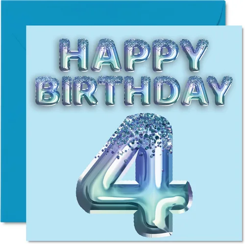 Vista 46 de Stuff4 Tarjeta de primer cumpleaños para niños, globo de fiesta con purpurina azul, tarjetas de feliz cumpleaños para niño de 1 año, nieto, hijo, 57
