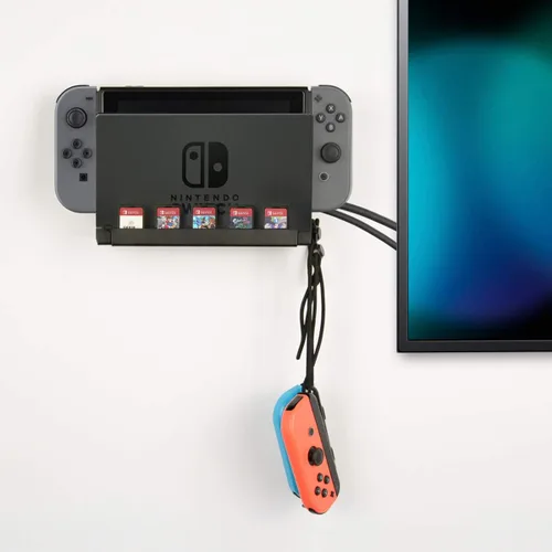 Vista 5 de Monzlteck Soporte de pared para interruptor+soporte de controlador, compatible con la versión OLED, titular de la tarjeta de juego, metal sólido