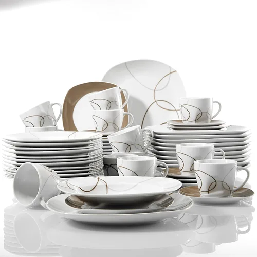 Vista 11 de VEWEET Annie - Vajilla de porcelana para 6 personas, 30 piezas, con platos y tazones, incluyendo cena, postre, sopa, tazas y platillos