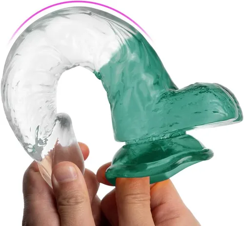 Vista 4 de FST Consolador realista de eje curvado, estimulación del punto G, pene con fuertes testículos de succión y diseño de venas para estimulación sexual