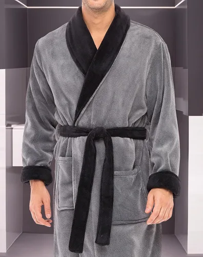 Vista 5 de Alexander Del Rossa - Bata de baño de forro polar acolchado para hombre