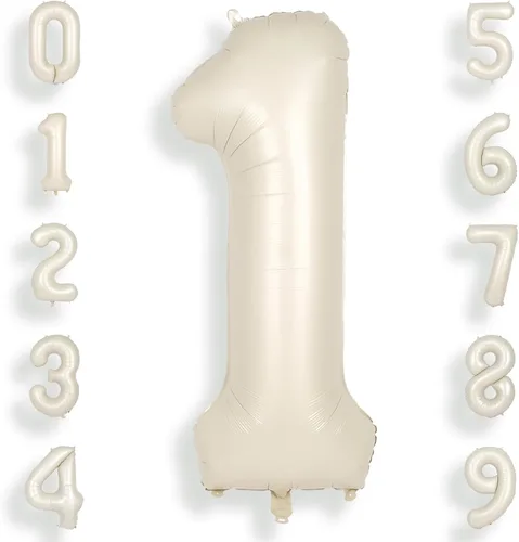 Vista 33 de SUWEN Globos de helio grandes de 102 cm (40 pulgadas) con letra S en color crema. Globos grandes de papel de aluminio con letra en helio, de A a Z.
