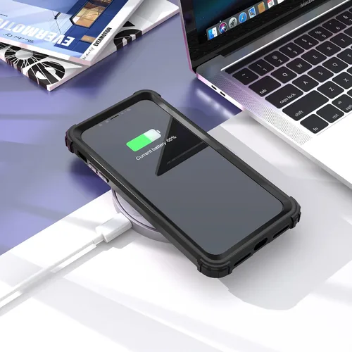 Vista 9 de IDweel Funda para iPhone 11 Pro Max con protector de pantalla de vidrio templado, híbrida 3 en 1 a prueba de golpes, delgada, resistente, cubierta