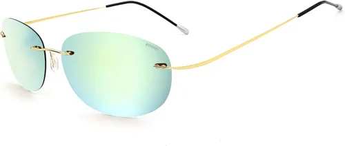 Vista 12 de RONSOU Gafas de sol polarizadas ultraligeras de titanio sin marco 1 lente gris marco gris
