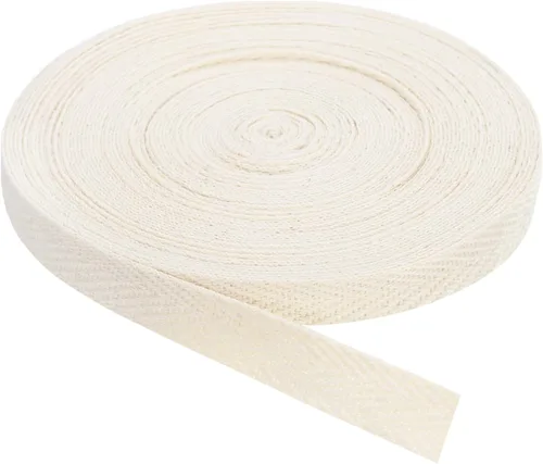 Vista 30 de uxcell Cinta de sarga, 1 cinta de tela de algodón de 11 yardas x 0.315 in, rollo de cinta de espiga para ropa, accesorios, bolsas (beige y blanco)