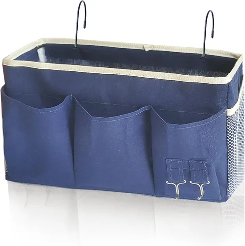 Vista 10 de Organizador de almacenamiento colgante para literas y camas de hospital, cama de dormitorio universitario, se puede colocar lentes, libros, Negro