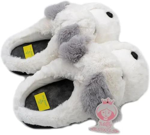 Vista 3 de Millffy Lindas pantuflas de peluche para cachorros, pantuflas de felpa suave para perros