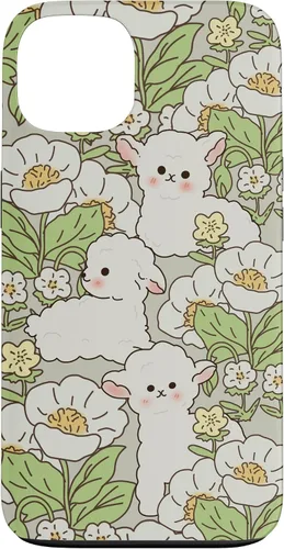 Vista 7 de Funda para iPhone 16 con diseño de oveja, cordero, margarita, granjero