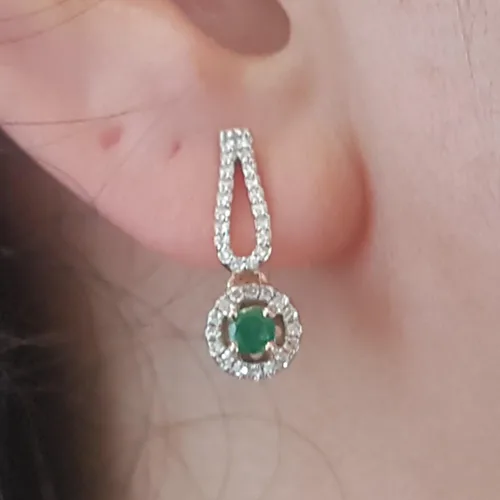 Vista 2 de Dazzlingrock Collection Pendientes colgantes estilo halo de 14 quilates, oro rosa