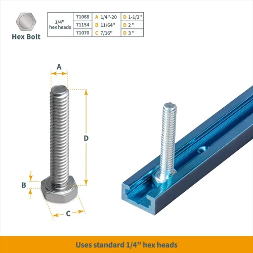 Vista 4 de Powertec - Perfil en T universal de doble corte con agujeros de montaje pretaladrados