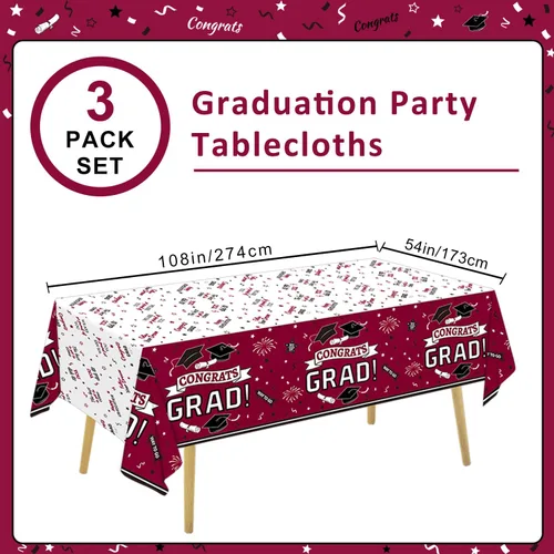 Vista 2 de Oigco Decoraciones de fiesta de graduación, mantel de graduación de felicitaciones para suministros de fiesta de graduación 2026, paquete de 3