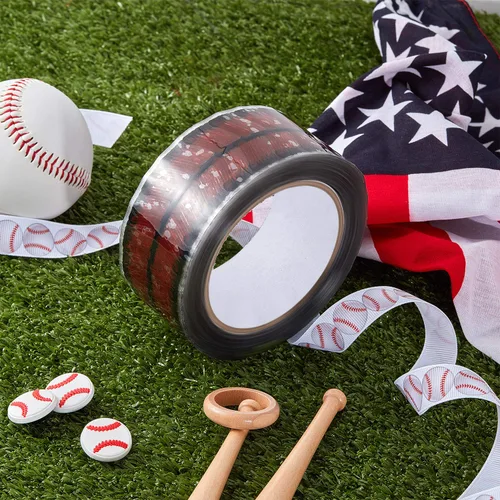 Vista 7 de Cinta adhesiva de béisbol de 110 yardas para envolver Navidad, sellado y más (1 rollo)