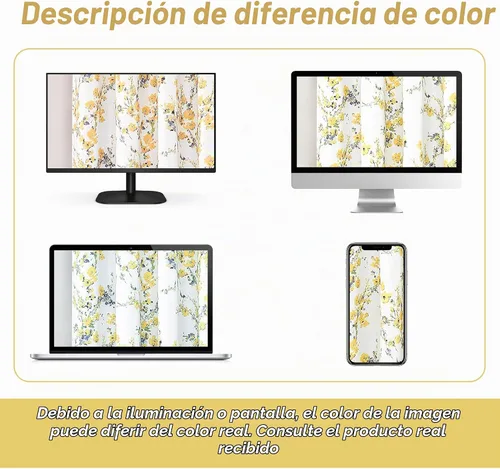 Vista 9 de DriftAway Cortinas florales para dormitorio, 84 pulgadas de largo, para sala de estar, con forro de acuarela, cortinas opacas con aislamiento