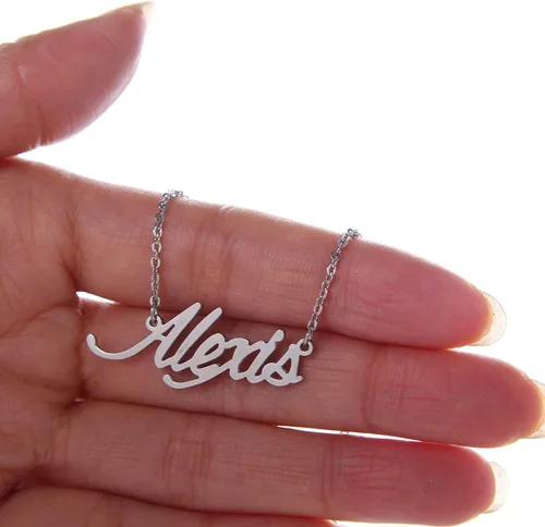 Vista 5 de HUAN XUN - Collar con nombre personalizado en plata dorada