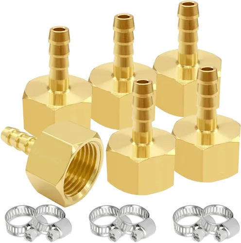 Vista 11 de Uenede 6 accesorios de púas de manguera de latón de 1/2 pulgada NPT hembra a 1/2 pulgadas, conector adaptador de púas incluye 6 abrazaderas de acero