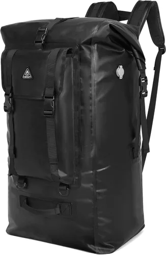 Vista 10 de Haimont Mochila enrollable 100% impermeable de gran capacidad IPX7, bolsa seca con bolsillos y válvula de aire, kayak, campamento, 60/100L
