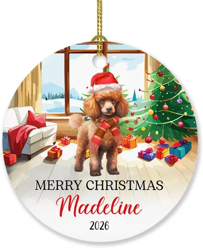 Vista 12 de Adorno personalizado de caniche negro, regalo para perro, mamá, perro, papá, adorno de Navidad único de perro caniche negro 2025, adorno de caniche