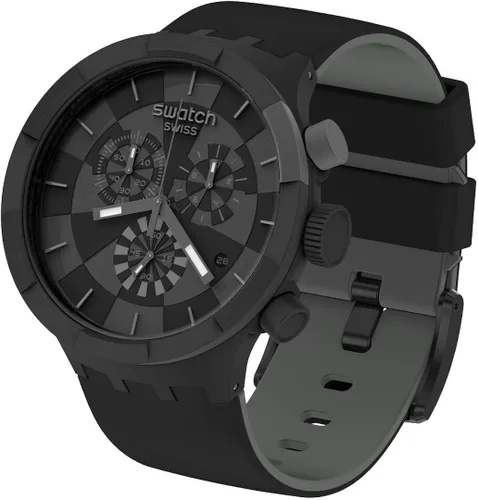 Vista 7 de Swatch Correa de silicona de cuarzo, negro, reloj casual 20 (Modelo SB02B400), Negro, Moderno