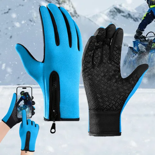 Vista 32 de Guantes de ciclismo de invierno para hombres y mujeres, impermeables, térmicos, agarre antideslizante para montar y actividades en clima frío