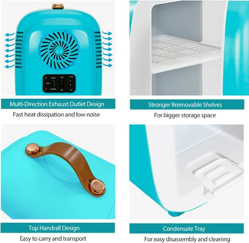 Vista 8 de Caynel - Minirrefrigerador termoeléctrico portátil (4 L/6 latas), CA/CC, enfriador y calentador para cosméticos, alimentos, bebidas y maquillaje