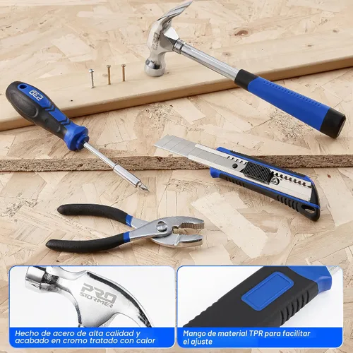 Vista 5 de Prostormer - Kit de herramientas de 93 piezas, juego básico de herramientas para reparaciones del hogar con estuche de almacenamiento, pequeño kit