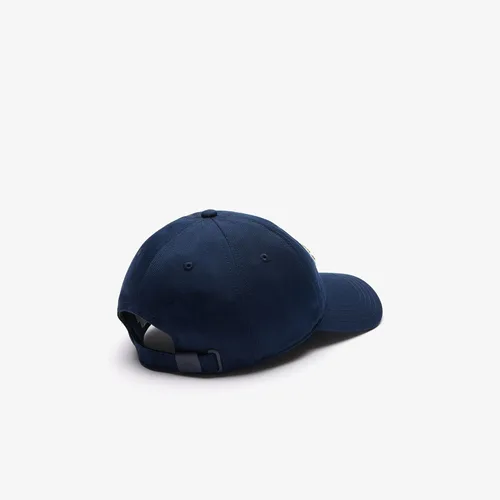 Vista 3 de Lacoste Gorra unisex de sarga de algodón con diseño de cocodrilo, talla única, azul marino