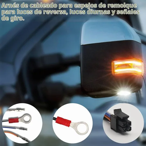 Vista 4 de Kit de Cableado para Espejos de Remolque Compatible con Chevrolet Chevy Silverado GMC Sierra 1500 2500 HD Sierra Camioneta 2014-2018 Luces de Señal