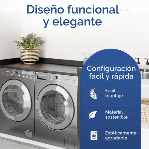 Vista 6 de OfficeSimpli Mesa para Lavadora y Secadora, Fabricado en EE.UU., Almohadillas Antideslizantes, Toallero de Madera para Lavandería, Cubierta