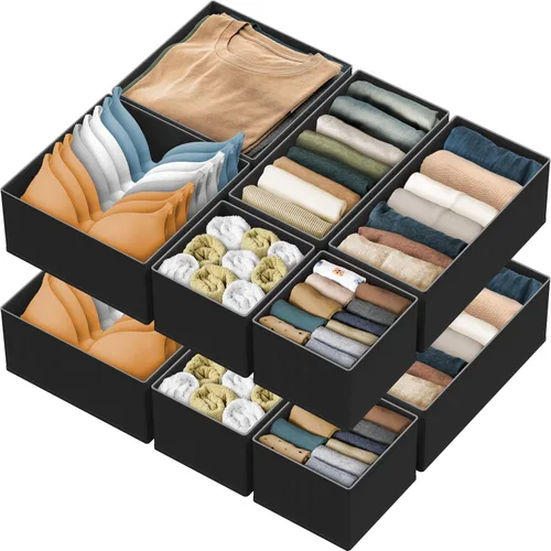 Vista 18 de Simple Houseware Organizador de cajones de ropa interior para lencería, ropa interior, brasier, bragas, calcetín, mameluco, juego de 6, gris