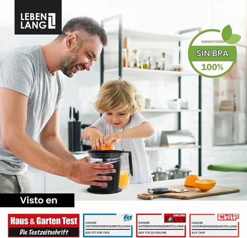 Vista 6 de LEBENLANG Exprimidor de naranjas eléctrico sin BPA – 27 onzas y 2 conos con control de pulpa I Exprimidor automático y eléctrico para cítricos