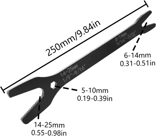 Vista 2 de Larcele Llave inglesa ajustable de doble extremo de 0.236-0.984 in, herramienta multifuncional para montar al aire libre o mantenimiento del Negro
