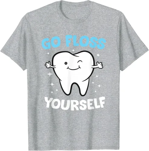 Vista 55 de Camiseta higienista dental, asistente dental, Go Floss Yourself dentista, Negro, S