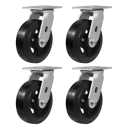 Vista 51 de Ruedas resistentes de 4 pulgadas, ruedas industriales de placa con rueda de goma, utilizadas para carrito de herramientas, plataforma, camión